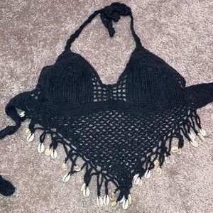 Knitted Crop top Real seashell cover up